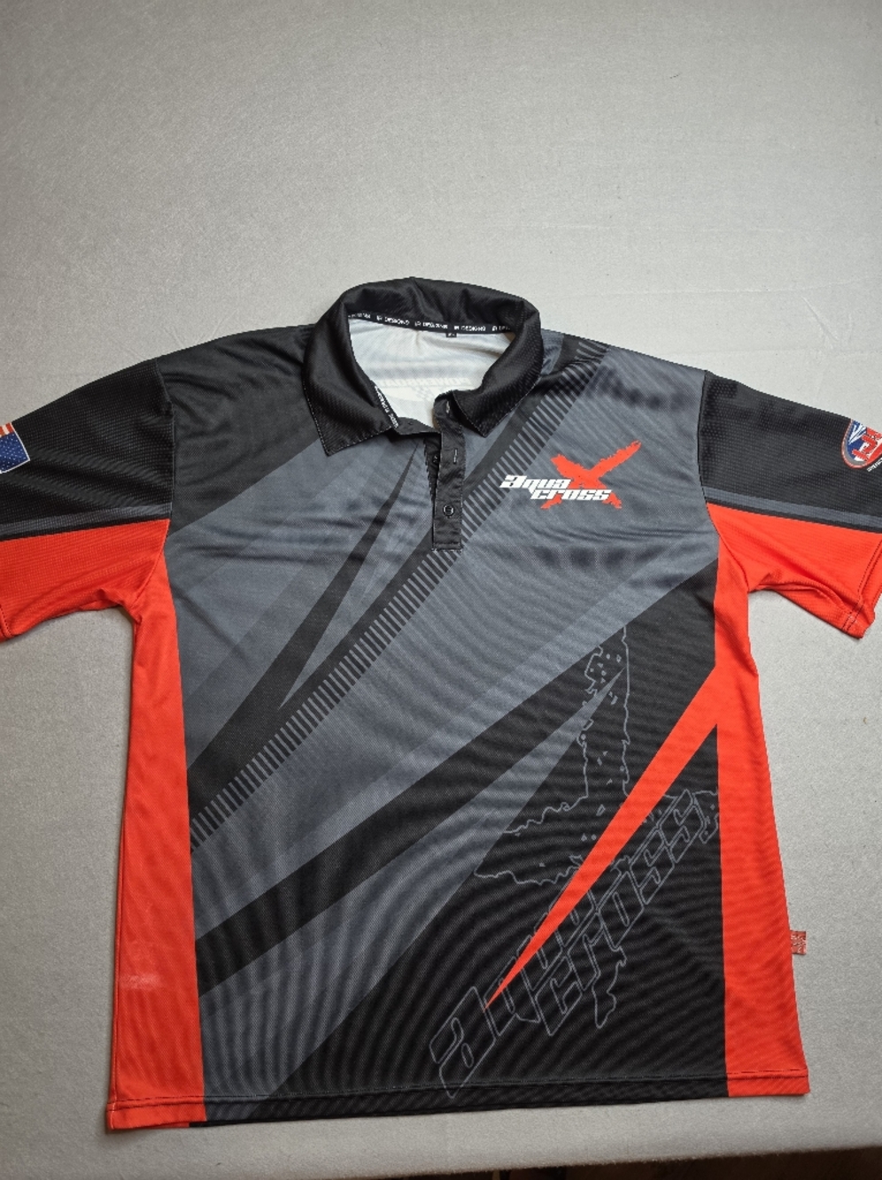 Aqua Cross IJSBA Red & Gray Men’s Performance Polo Shirt